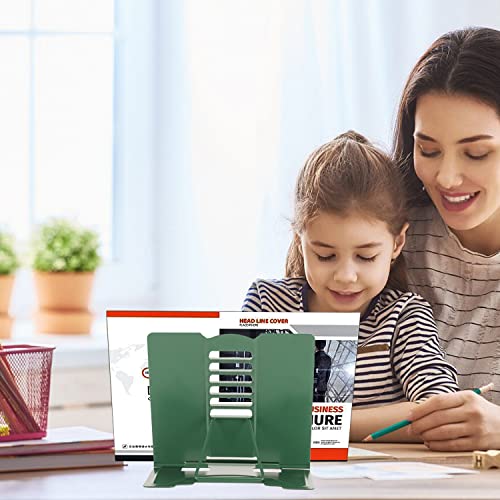 Metal Book Stand Adjustable Book Holder for Reading - color: Full Green