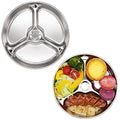Korean Stainless Steel Divided Plates for Toddlers & Kids, Non-Toxic, 2PK - size: 3 Compartments (Round)