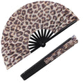 Large Folding Hand Fan for Men/Women, Rave Handheld Fan, Clack Summer Rave Handheld Fan for Disco Party, Beach, Dancing, Gift(Leopard) - color: Leopard