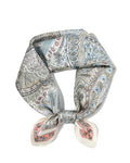 100% Mulberry Silk Scarf for Women Lightweight 21" Small Square Neck Scarf Headscarf Neckerchief Gift Packed - color: Grey Blue Pink Paisley