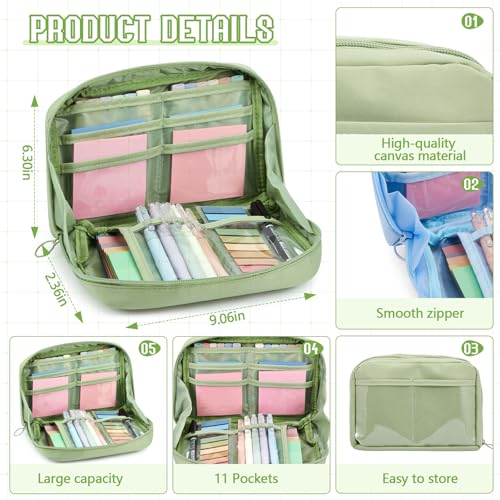 Jutom 39 Pcs Aesthetic Book Annotation Kit,Green,Kawaii Style - color: Green, style: Kawaii Style