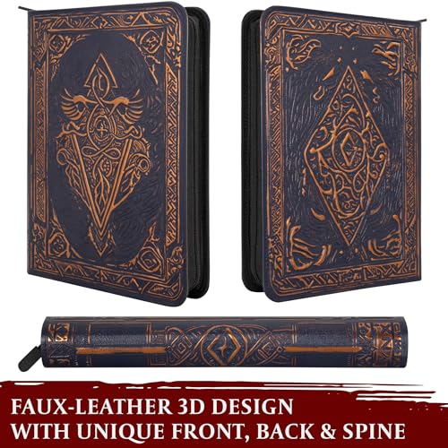 Trading Card Binder - 9 Pocket Album w Zipper - 360 Side Loading Folder for TCG - 3D PU Leather - For MTG, Disney Lorcana Trading Card Game, Magic The Gathering, Pokemon - Book Accessories Gift - Blue - color: Blue