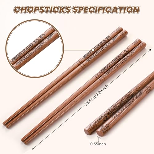 Reusable Chopsticks, Hand-Carved Phoenix Design Wooden Chopstick, Chinese Chopsticks Reusable Dishwasher Safe, Chop Sticks Gift Sets - 4 Pairs - color: Phoenix Chopsticks (4 Pairs)