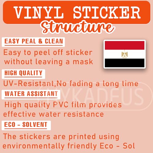 (3Pcs) Egypt Flag Sticker – Egyptian Stickers Country Flags Decal, 3" x 2" - color: Egypt
