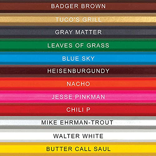 Breaking Bad Colors Colored Pencils - 12 Breaking Bad-Inspired Parody Pencil Set with Clever Foil-Stamped Names, Soft Core Colored Pencils for Drawing, Coloring Books, Journals & Art - style: Breaking Bad