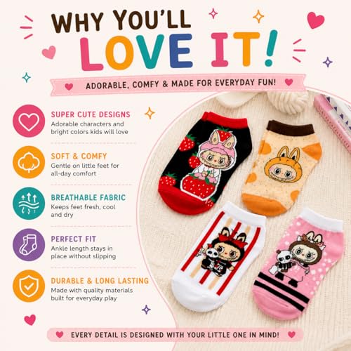 Cute Cartoon Kawaii Socks for Women – Aesthetic Funny Soft Novelty Gift - color: Berry Bliss