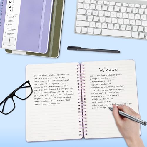 Lined Spiral Journal Notebook, A5 Hardcover Leather Notebook for Work, 5.7''×8.2'', 100GSM Thick Paper Spiral Bound Journaling Notebooks for Women & Men Office School Note Taking Business, Purple - color: Purple, size: A5