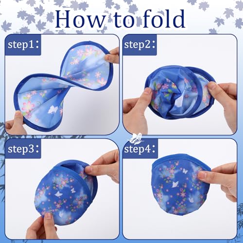Gejoy 24 Pcs Chinese Flowers Folding Flying Discs Foldable Fans 8 Styles - color: Chinese Style Flowers
