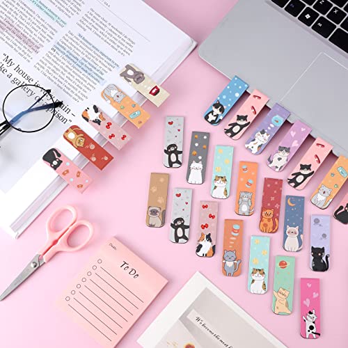 48 Pcs Cat Magnetic Bookmarks, Cute Page Clips for Books, 24 Designs - style: Cat
