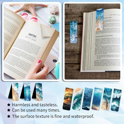 96 Pieces Magnetic Bookmarks Magnet Page Markers - Book Marks for Reading Women & Men with Storage Boxes - Cute Magnet Bookmark Clips for Reading Pleasure（Ocean） - size: 96, style: Ocean Style