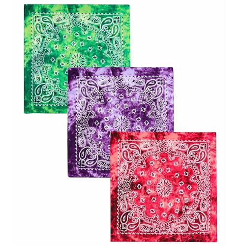 Bycc Bynn Large Soft Cotton Bandanas Pack for Men & Women 22 x 22 inches - color: Tie Dye 2