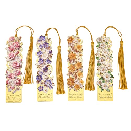4 PCS Floral Metal Bookmark, Courtly Style Book Marks for Reading Women, Teachers, Unique Book Lovers Gift - style: Courtly Flower