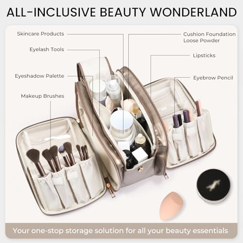 HauteHues Travel Makeup Bag Women's Large Capacity Cosmetic Organize Copper - color: Copper