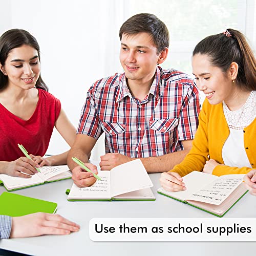 feela 5 Pack Notebooks Journals Bulk, Hardcover Notebook Classic Ruled Lined Journals with Pen Holder for Women Girls School Business Supplies, with 5 Black Pens, 120 GSM, 5.1”x8.3”, A5, Green - color: 5 Green