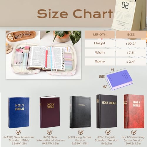 XKDOUS Bible Cover Case for Women Bible Bag Journaling Kit w/Study Supplies - color: Pink Bow Patchwork, size: Large
