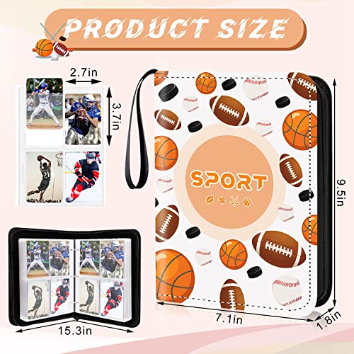 Sports Card Binder, 4-Pocket Trading Card Binder,400 Pockets Double Sided Pockets Baseball Card Binder, Football Baseball Basketball Hockey Card Collection Storage Album - color: 4-Pocket whiteball
