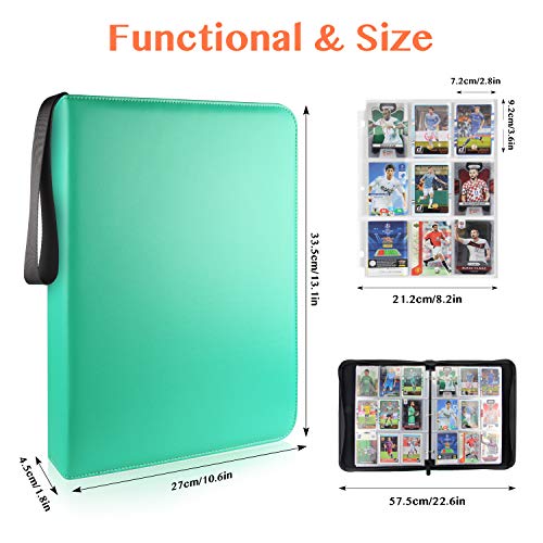 Teal 900 Card Binder with 9 Pockets, Durable and Waterproof PU Material, Acid Free, Suitable for All Trading Card Sizes - color: Teal