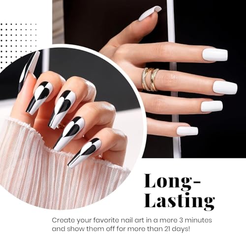 Beetles Black and White Gel Polish, 4Pcs Gel Polish Kit - color: 0-0-Black White Colors