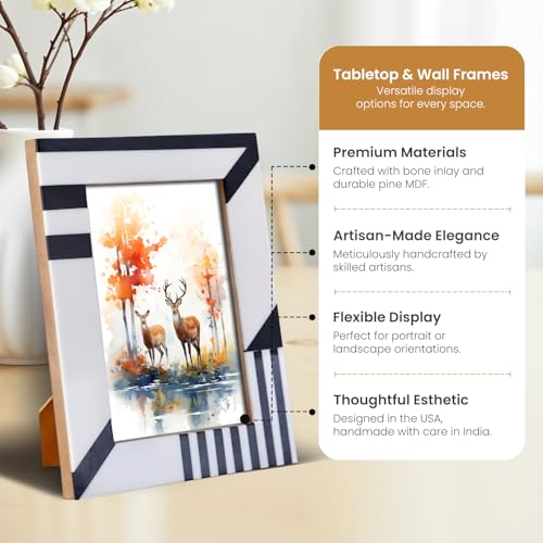 Handicrafts Home Handmade Resin Inlay Modern Black White Picture Frame, 6x4 - color: SILHOUETTE-SHAPE., size: 4X6