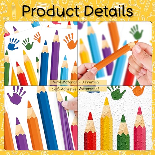 Back to School Pencils Wall Decals, 10 Sheets 53 Pcs - color: Pencil Handprint