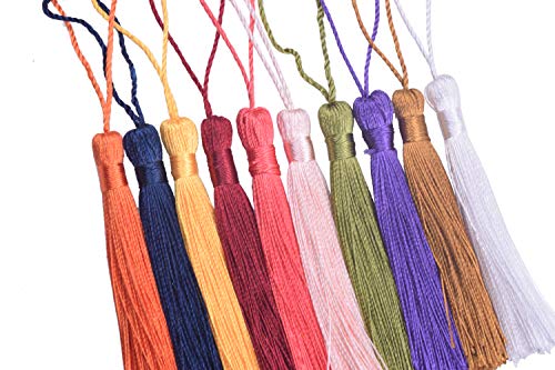 KONMAY 20pcs Silky Handmade Tiny(3.5'') Soft Craft Mini Tassels with Loops for Bookmarks Jewelry Making, Decoration DIY Projects (Mixed(20 Colors Randomly, one of Each)) - color: Mixed(20 Colors Randomly, One of Each)