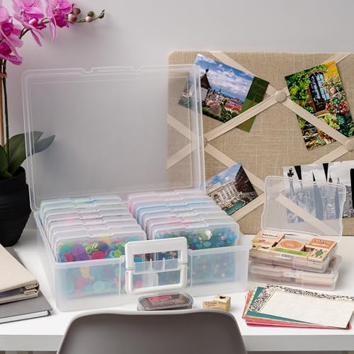IRIS USA Photo Storage Box |Made in USA| 16 Cases - (2-Pack) - Clear - color: Clear, size: 16 Cases (4x6), style: Handle Box (2 - Pack)