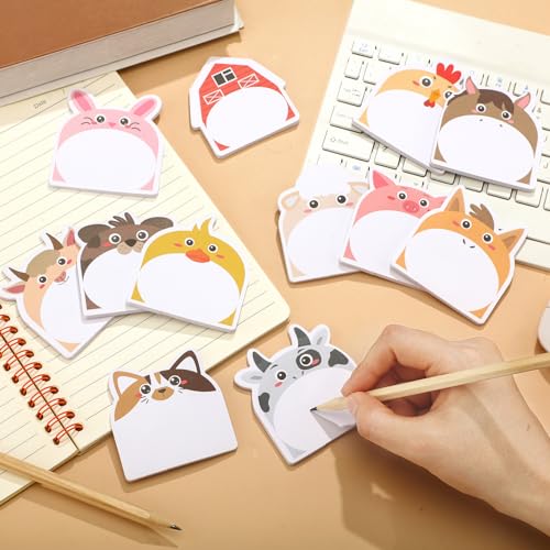 Yinder 24 Pads Farm Animal Sticky Notes, Kawaii Memo Self Adhesive - color: Multicolor, size: Vivid Animals