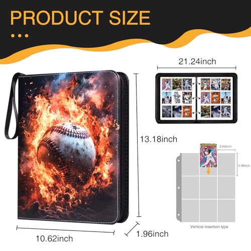 Card Binder, 9 Pocket 990 Card for Collectible Trading Card Albums - color: 990-Baseball-1