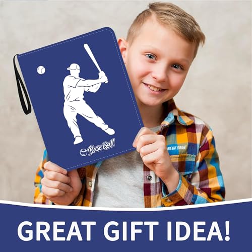 Baseball Card Binder, 900 Pockets, Protective Trading Card Album - color: Baseball-Blue, size: 900 Pockets