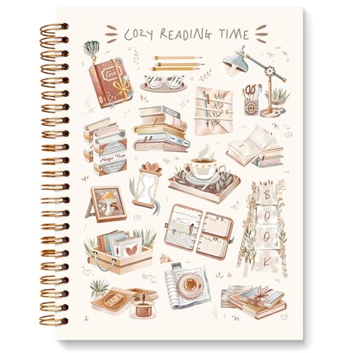 JXREQ Bookish Gifts Notebook, Book Reader Gifts Journal Notebook, Reading Journal for Book Lovers, Bookish Readers Gifts for Women, Cozy Reading Time Spiral Notebooks 5.5x8.3 - color: Book 4
