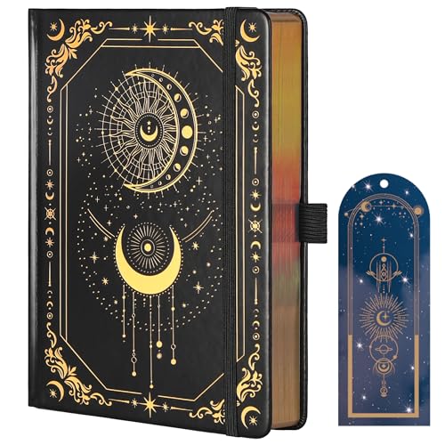 TIEFOSSI Line Journal Notebook for Women Men, 316 Pages,8.3x5.8 IN - color: Black gold, size: Line