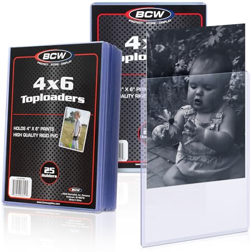 BCW 4x6 Photo & Postcard Topload Holders – 50 Pack | Blue-Tinted 4x6 Toploader Protectors for Photos, Prints & Postcards | Rigid Plastic Toploaders for Display & Storage - size: 50 Pack