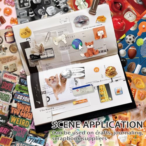 2in1 Cute Sticker Book 60 Sheets 1500 Plus Count Y2K Vintage Grunge - color: Cat & Heavy Metal 2 in 1