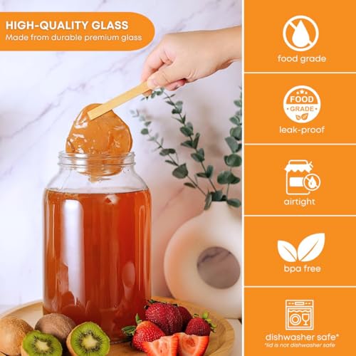 1 Gallon Glass Jar with Lid | Wide Mouth Food Storage and Fermentation Jar - size: 1 Pack