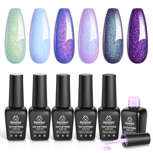 Beetles Glitter Gel Nail Polish Set, Kaleido Galaxy 6 Colors Chameleon - color: A-Mixed Finishes | Kaleido Galaxy