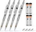 MozArt Mechanical Pencil Set 4 Sizes 0.3 0.5 0.7 0.9mm HB Lead Clear - color: Clear