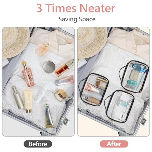 PACKISM Clear Makeup Bag Travel - TSA Approved Toiletry Bag, 2 Pack Black - color: Black