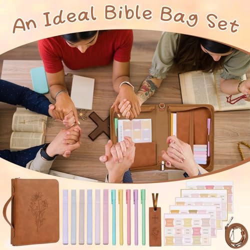 Justforjoyful Floral Brown Bible Cover Case Journaling Kit