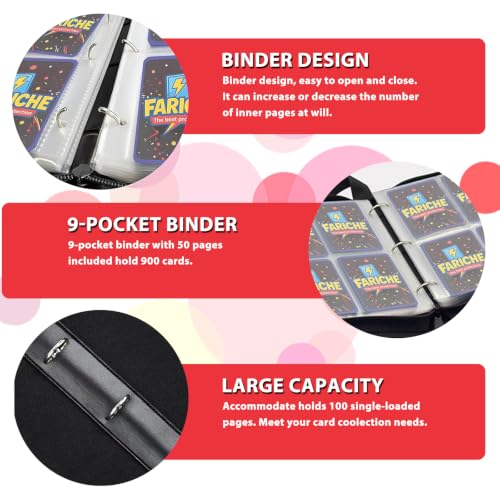 9 Pocket Trading Card Binder Fits 900 Cards, Portable Card Collector Album - color: 4 Protagonist Design-900 Cards