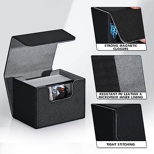 ZLCA MTG Deck Box Holds 120+ Single Sleeved Cards Commander Deck Box - color: A1-Black, size: A-Horizontal