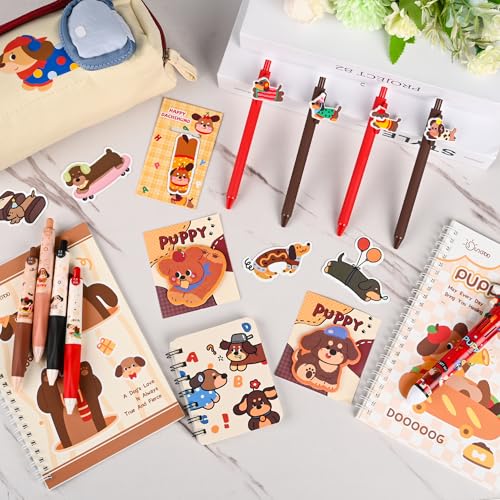 Ulema Cute Dachshund Gifts for Women, 70Pcs Stationery Set Birthday Gifts for Boys Girls Back to School and Classroom Rewards Office Supplies with Dachshund Muticolor Pen, Pencils, Sticky Notes etc. - style: Dachshund