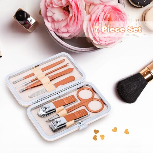 Manicure Set-Stainless Steel Nail Care Set-Professional 7 in 1 Ingrown Toenail Clipper Grooming Tool-Pedicure Kit & Toe Nail Cutter-Thick Nail Scissors Toiletries with Cuticle Trimmer (Rose Gold) - color: Rose Gold