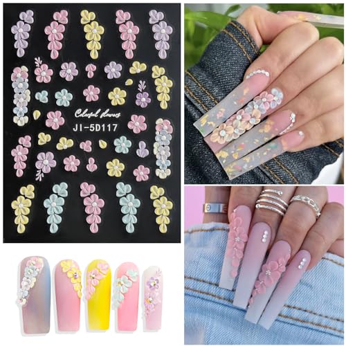 5D Flower Nail Stickers for Nail Art Nail Decals for Women - color: Colorful-06