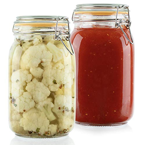Glass Jars with Airtight Lids 50 oz [Set of 2] - size: 50 oz