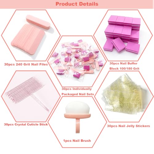 4-Piece Disposable Nail Kit, 30PCS Nail Tool Kit for Toenail Press on Nail