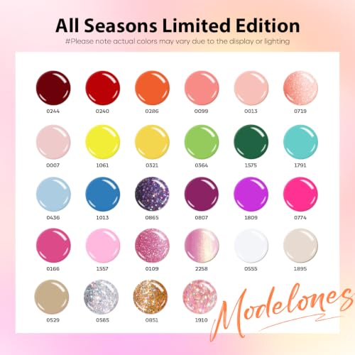 modelones Gel Nail Polish Set Neon Glitter 32PCS 28Colors - color: A2-Passion Fiesta