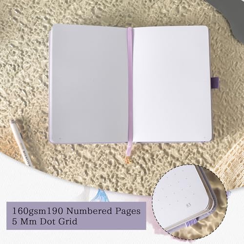 TIEFOSSI A5 Dotted Journal Notebook 190 Pages for Women & Men - color: Light Purple, size: A5-Dotted