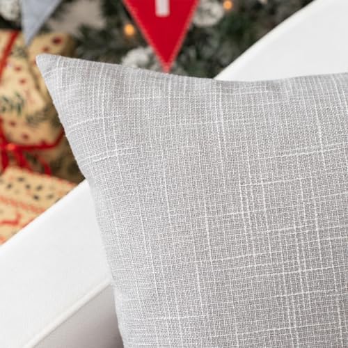 Kevin Textile Decor Pillow Cover Star Faux Linen Cushion Case with Hidden Zipper for Sofa/Chair/Couch, 2 Pcs, 16"x16", Grey White - color: Grey White, size: 16" x 16" (Pack of 2)