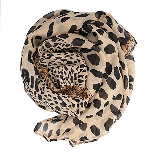 YOUR SMILE Ladies/Women's Lightweight Floral Print/Solid Color mixture Shawl Scarf For Spring Summer season - color: Leopard 2