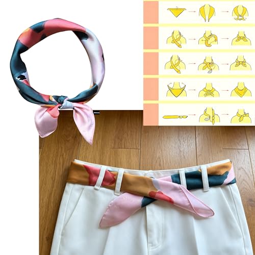 Silk Like Square Scarf for Women Men 27.5" - color: Pastel Pink